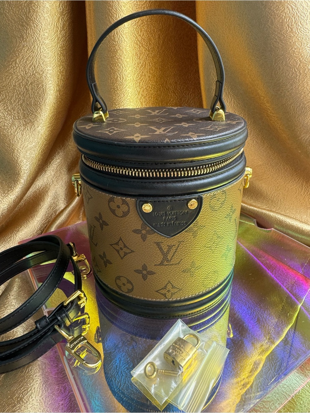 Monogram Barrel Bag - Brown/Black/Gold